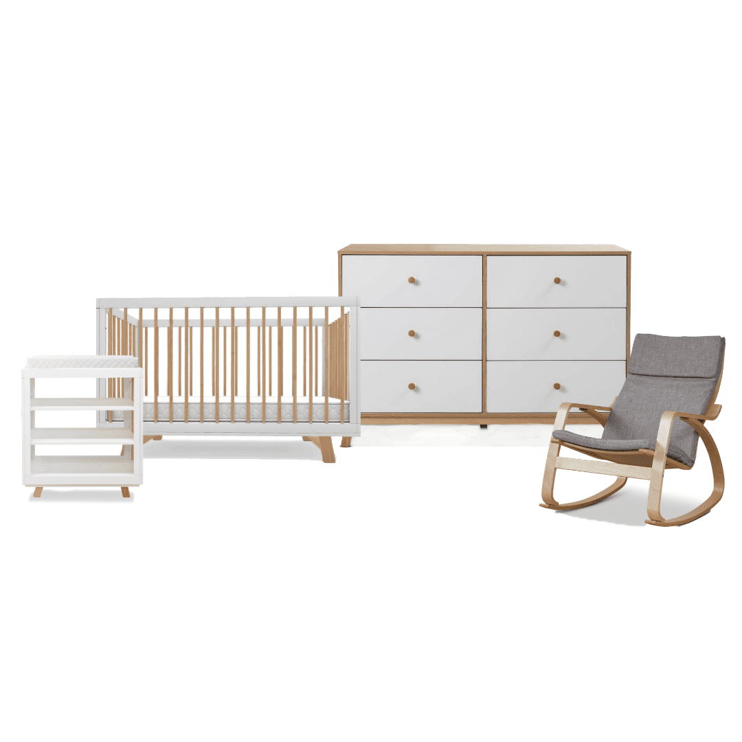 Aspen White Natural Six Piece Nursery Set