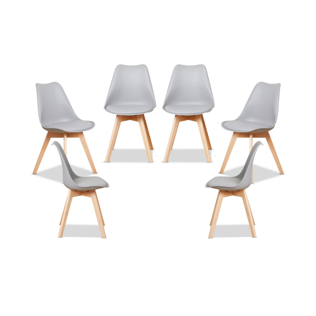 Contemporary Dining Chairs - Grey Set of Six Bundle