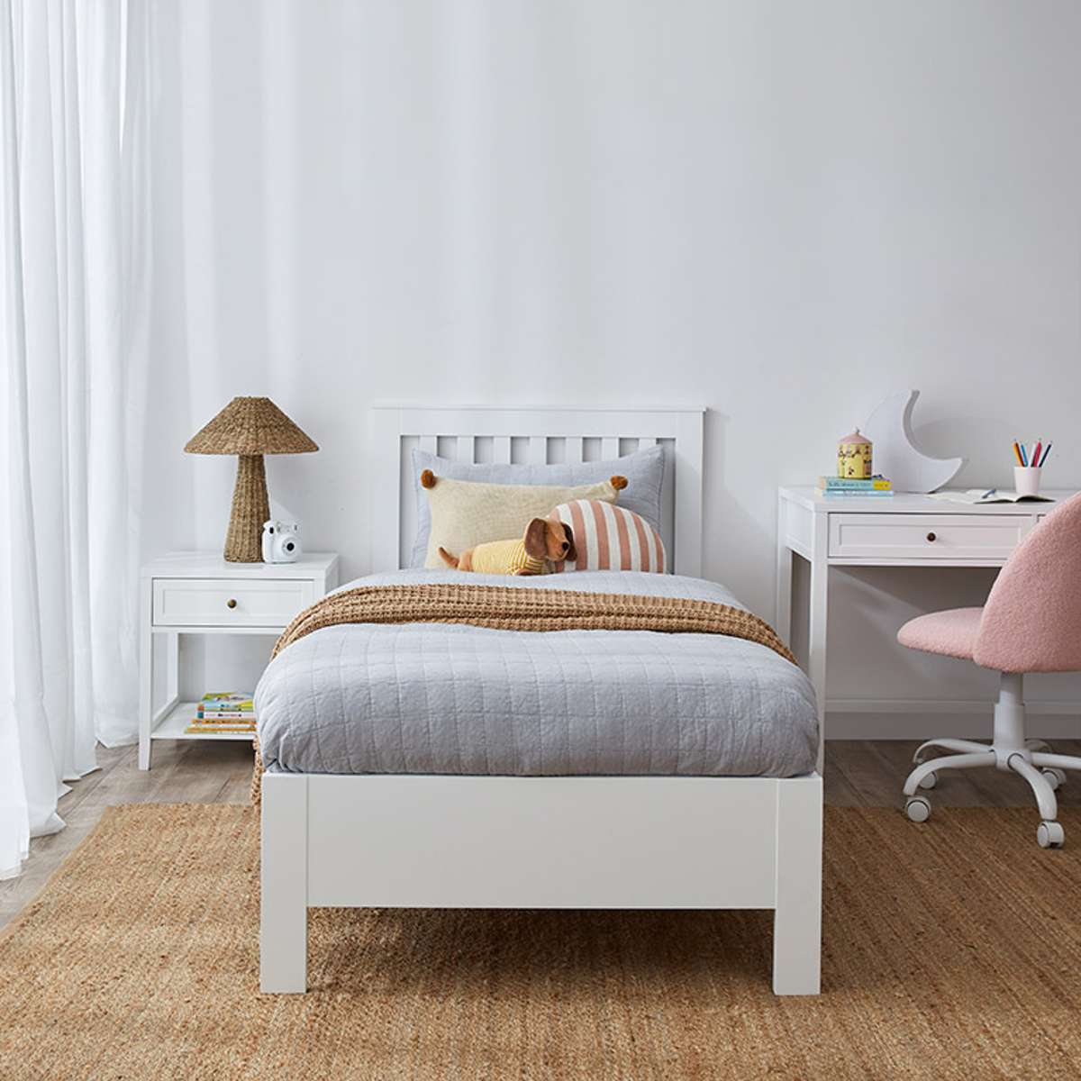 Hamptons Single Bed - White