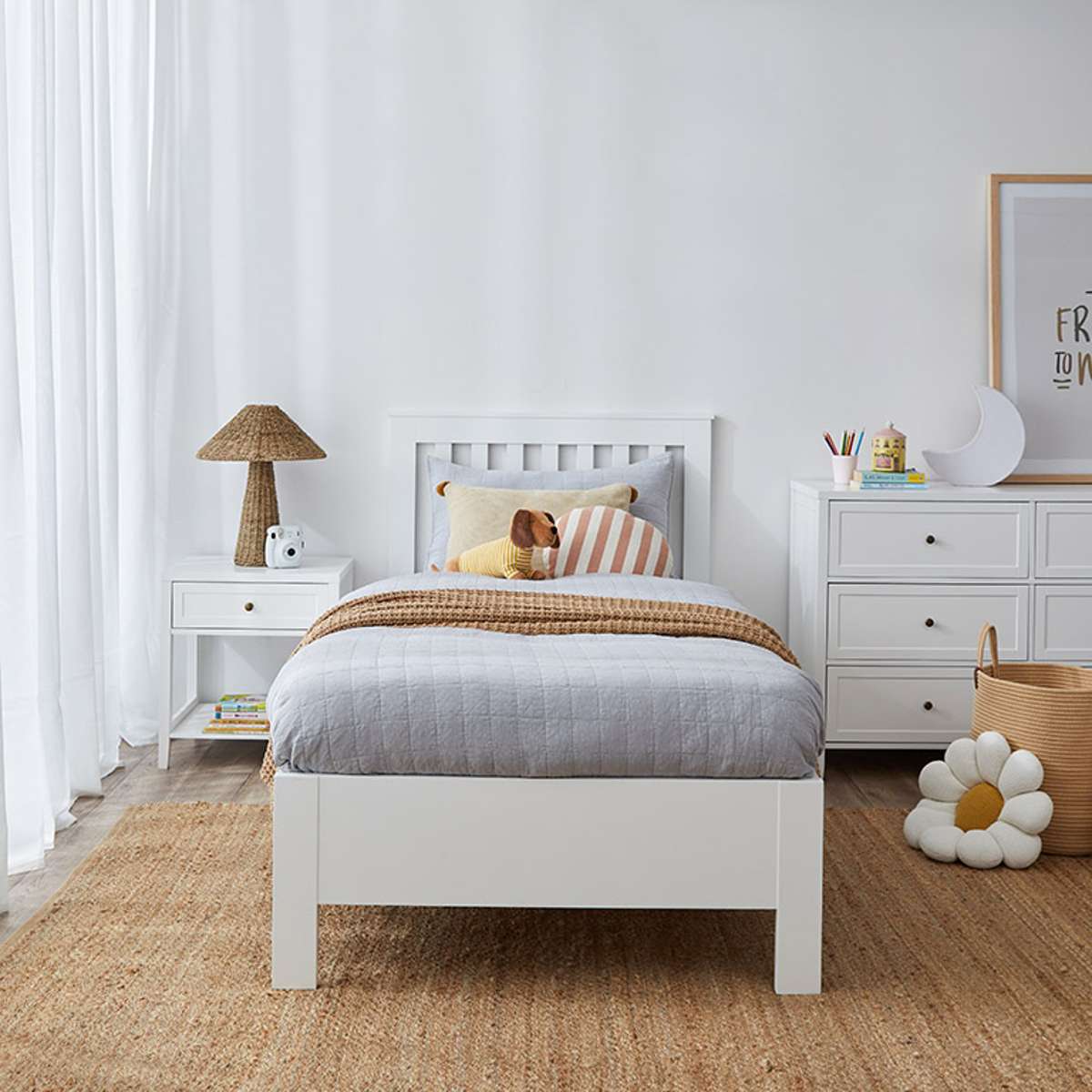 Hamptons Single Bed - White
