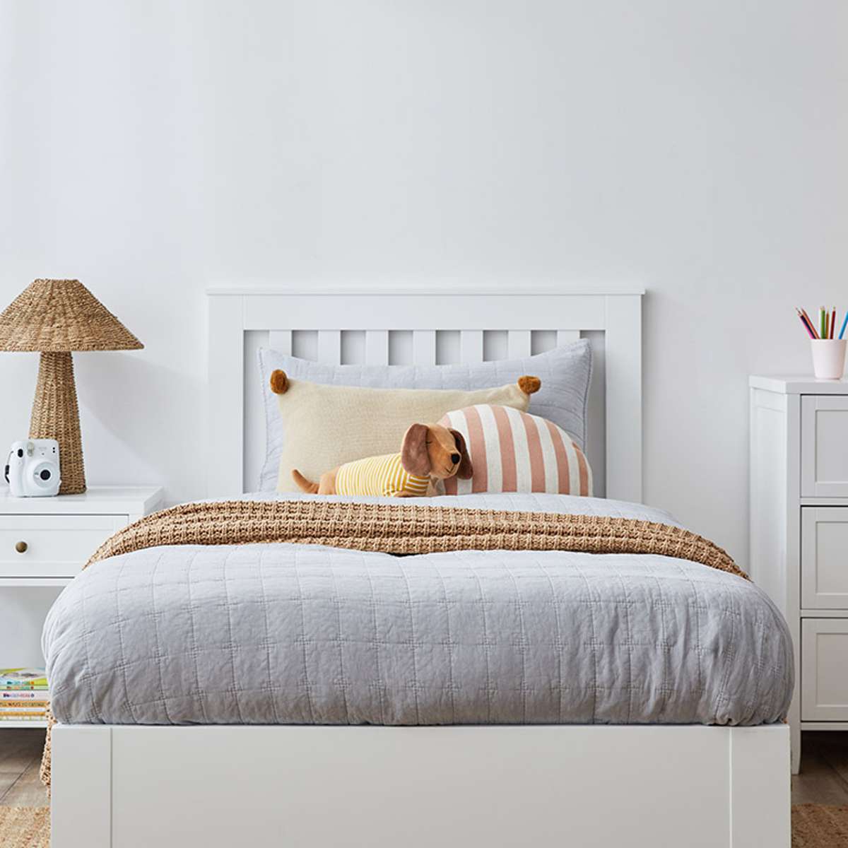 Hamptons King Single Bed - White