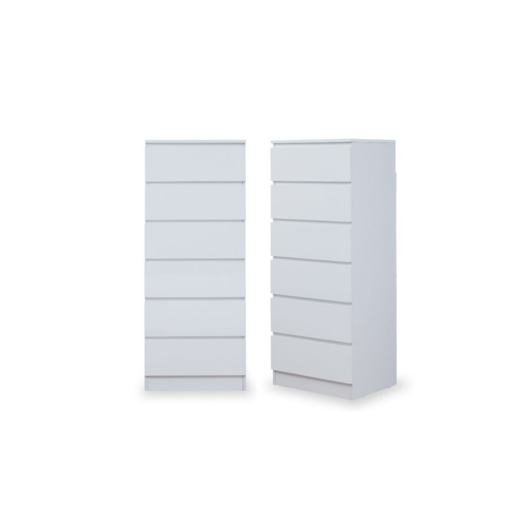 Jolt Six Drawer - Slim - White Bundle