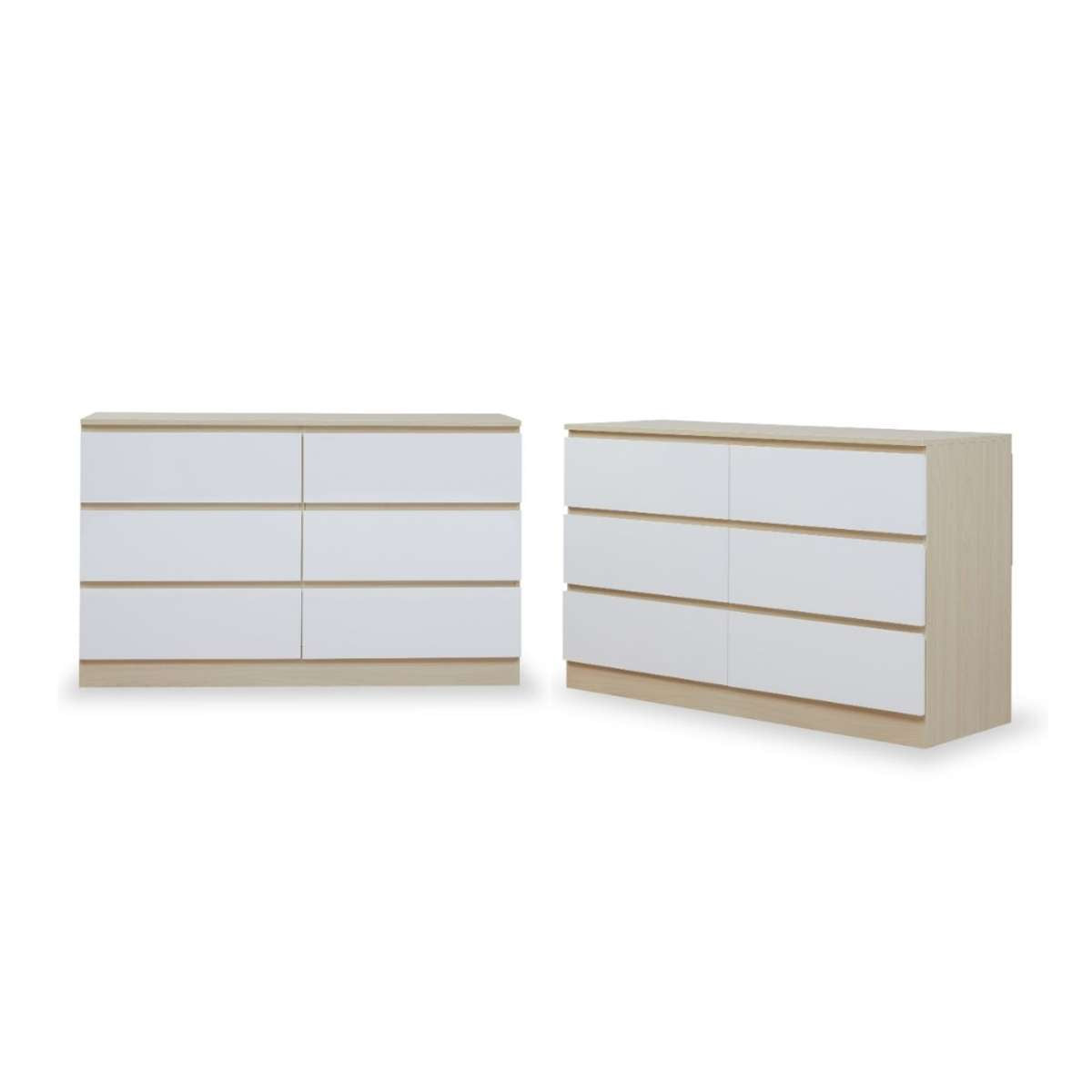 Jolt Six Drawer - Wide - Natural/White Bundle