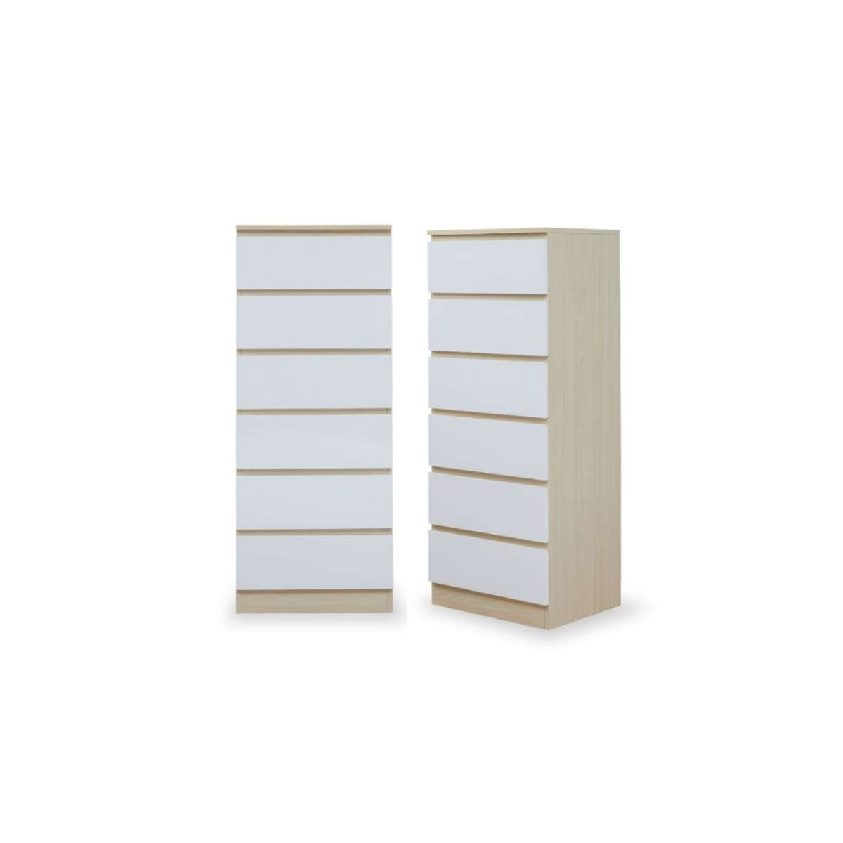 Jolt Six Drawer - Slim - Natural/White Bundle