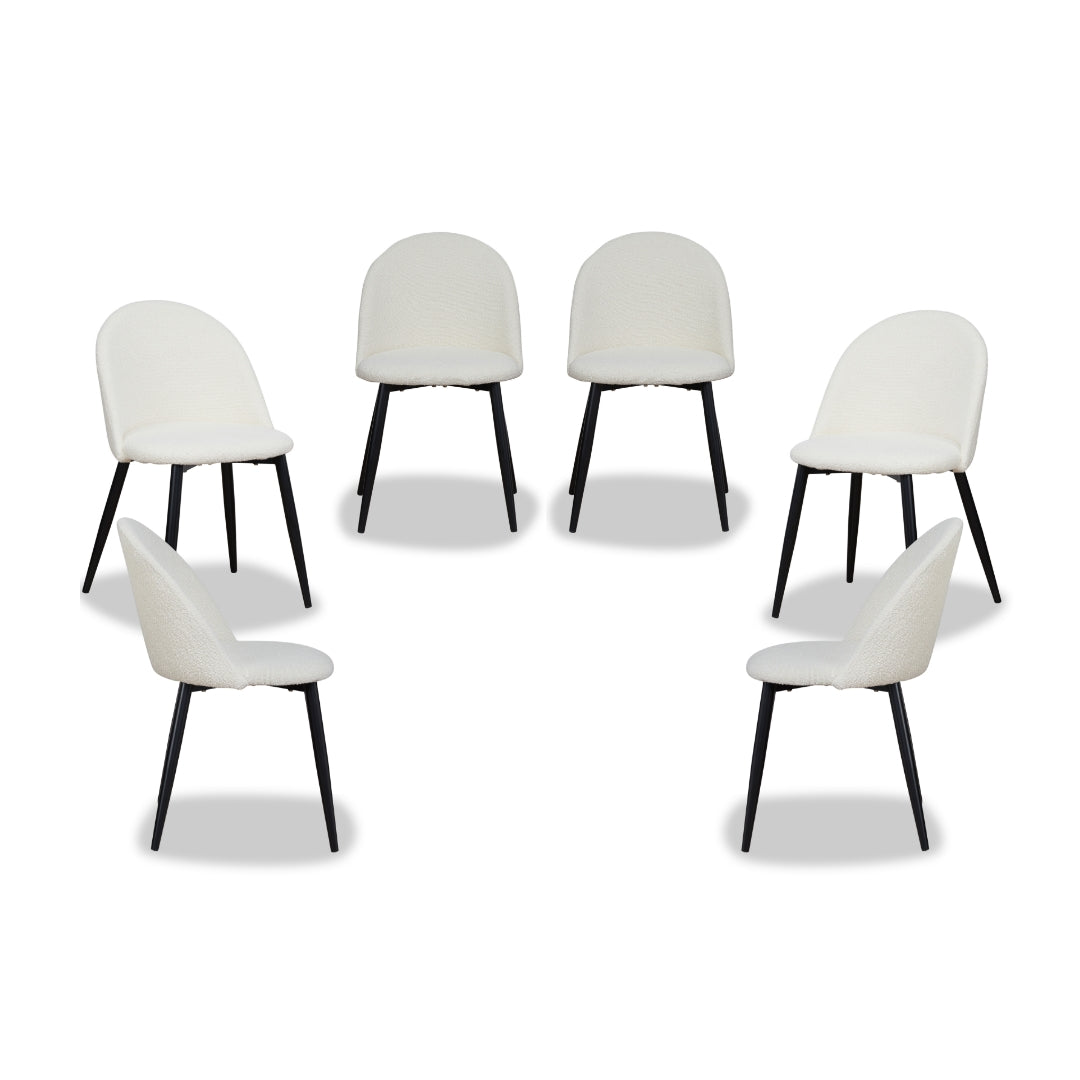Londyn Dining Chairs - Cream Boucle Set of Six Bundle