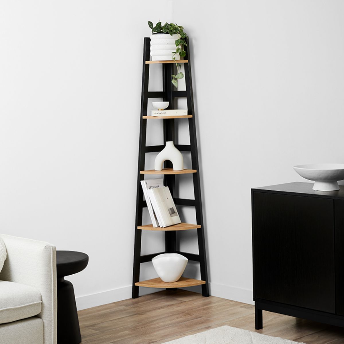 Porto Corner Shelves - Black