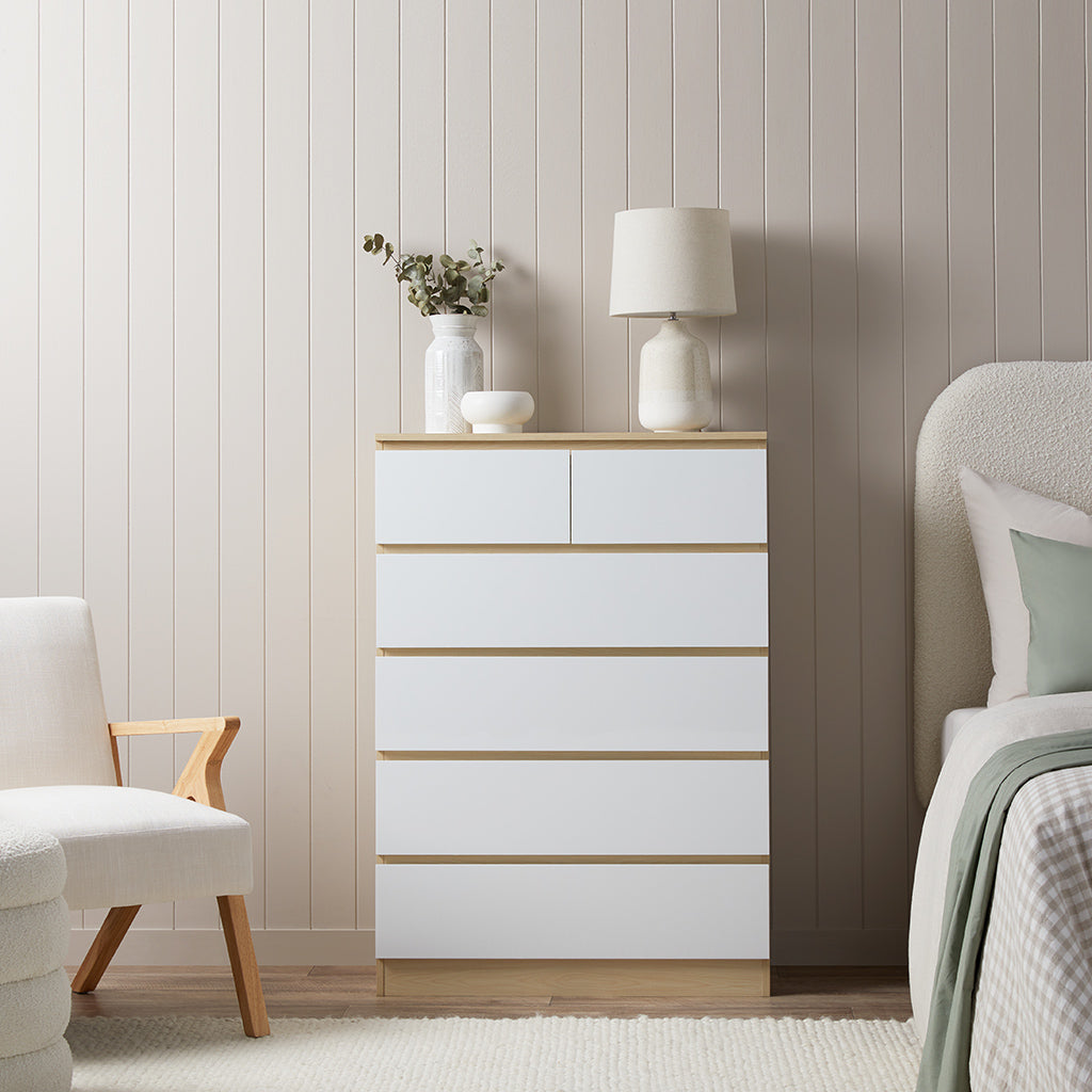 Jolt Tallboy Drawers - Natural/White