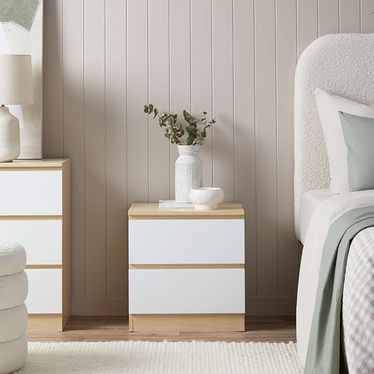 Jolt Bedside Table - Natural / White