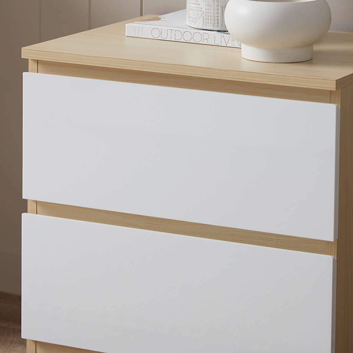 Jolt Bedside Table - Natural / White