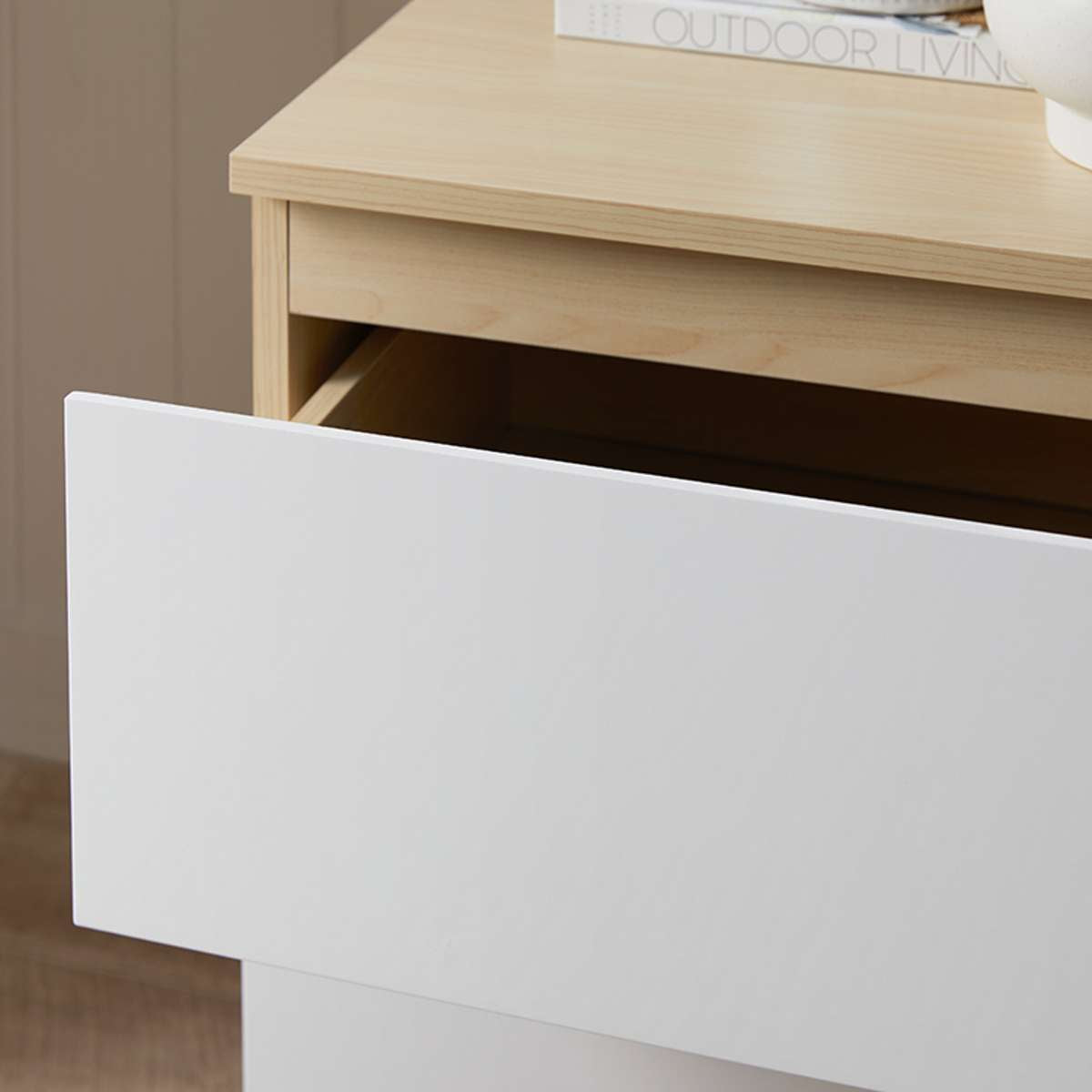 Jolt Bedside Table - Natural / White