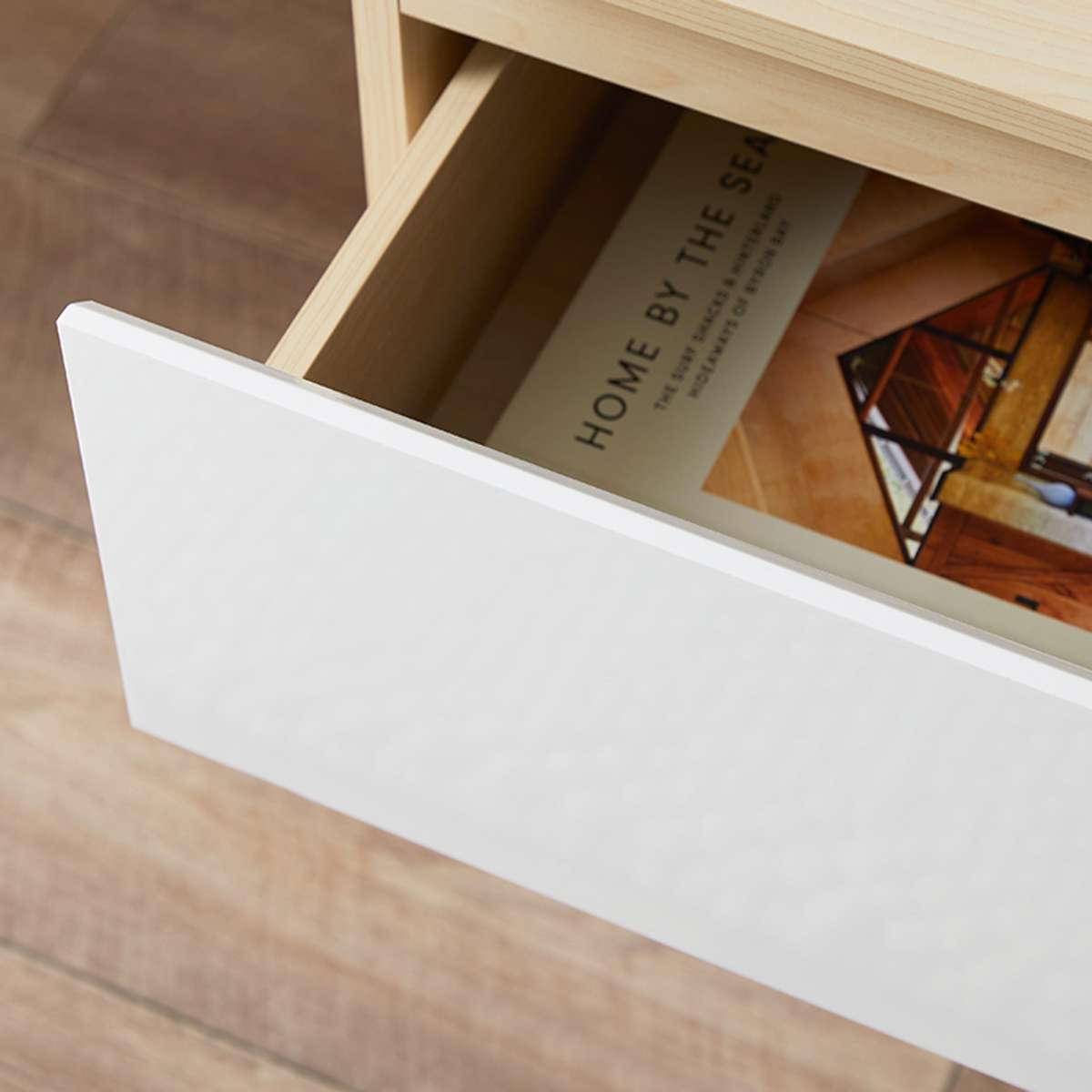 Jolt Bedside Table - Natural / White