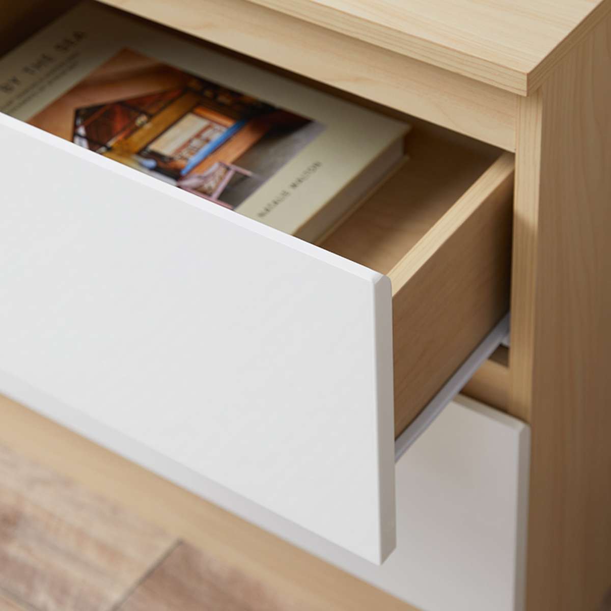 Jolt Bedside Table - Natural / White