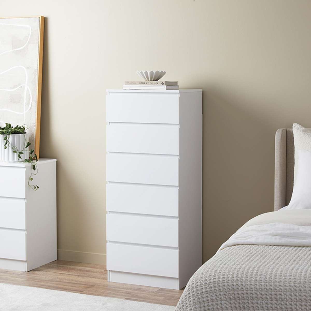 Jolt Six Drawer - Slim - White