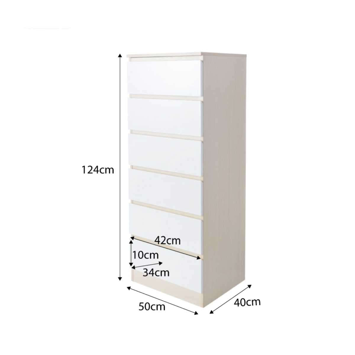 Jolt Six Drawer - Slim - Natural/White Bundle