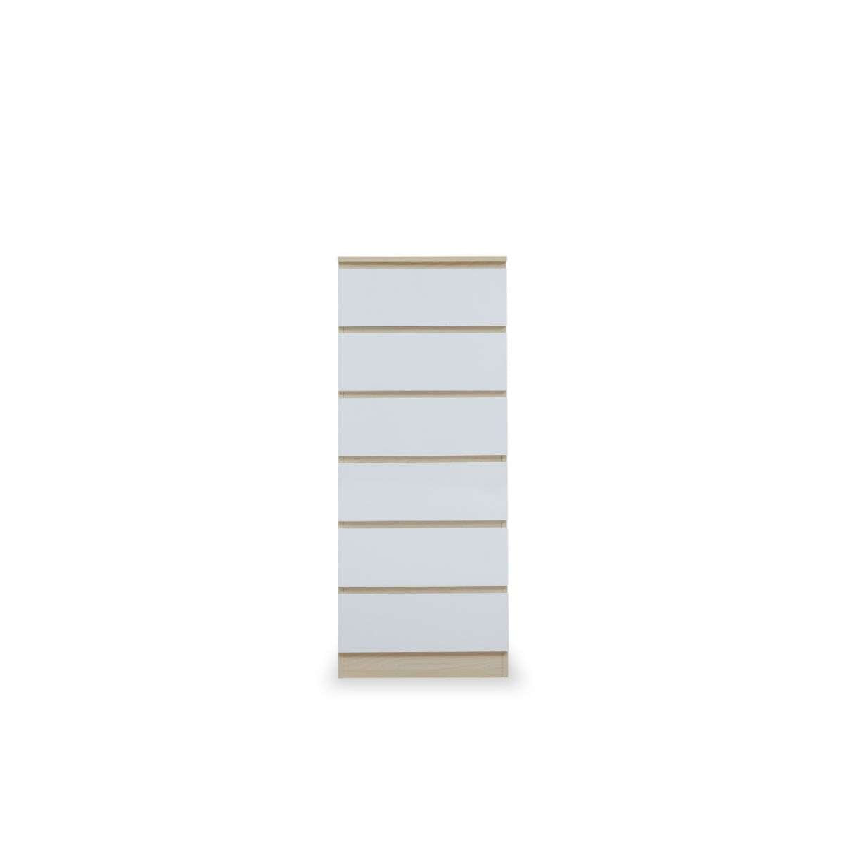 Jolt Six Drawer - Slim - Natural / White
