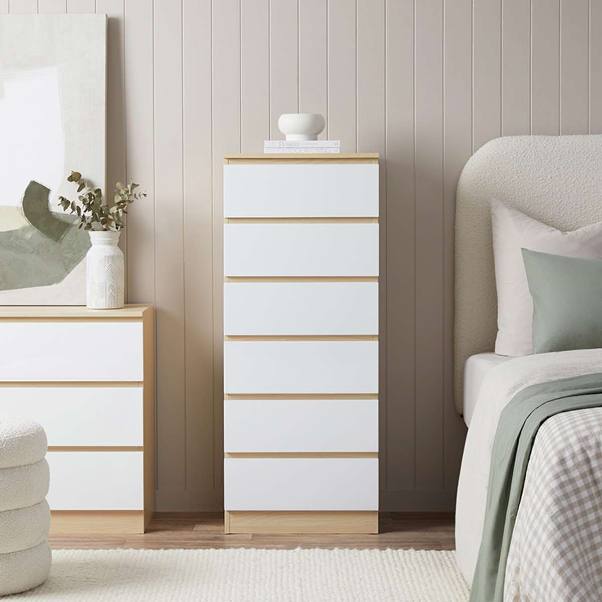 Jolt Six Drawer - Slim - Natural/White Bundle