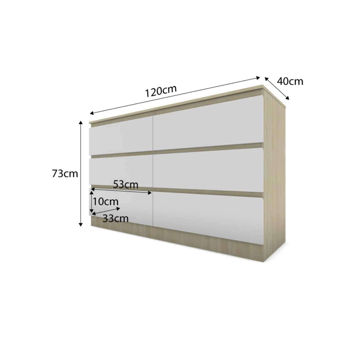 Jolt Six Drawer - Wide - Natural/White Bundle