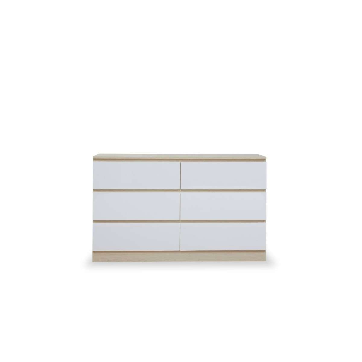 Jolt Six Drawer - Wide - Natural/White