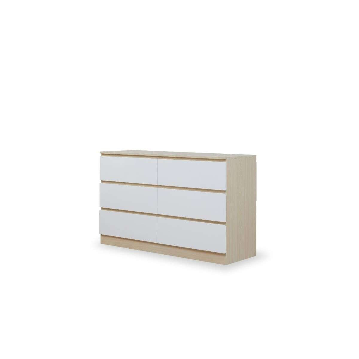 Jolt Six Drawer - Wide - Natural/White
