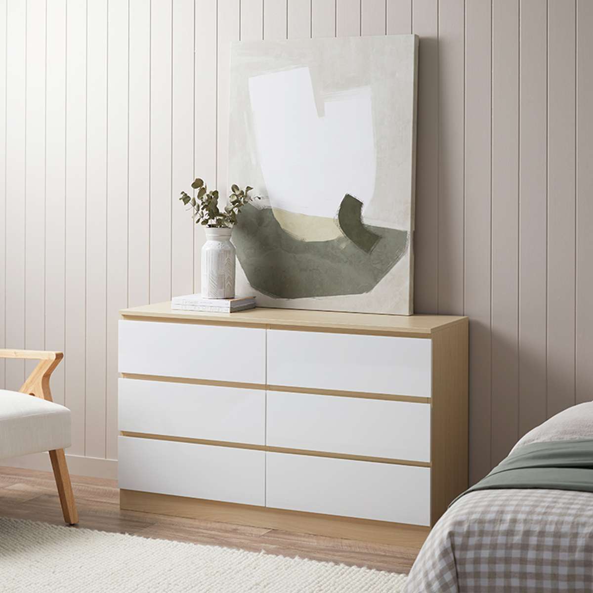 Jolt Six Drawer - Wide - Natural/White