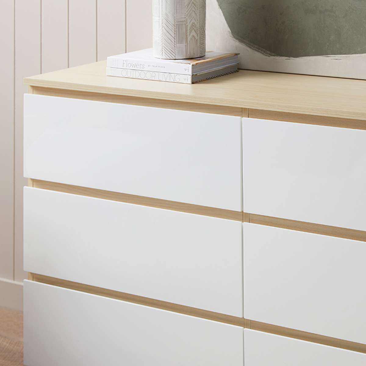 Jolt Six Drawer - Wide - Natural/White