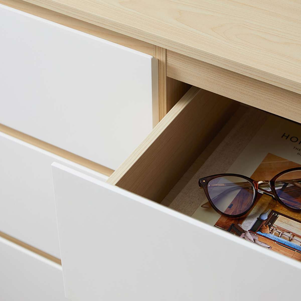 Jolt Six Drawer - Wide - Natural/White