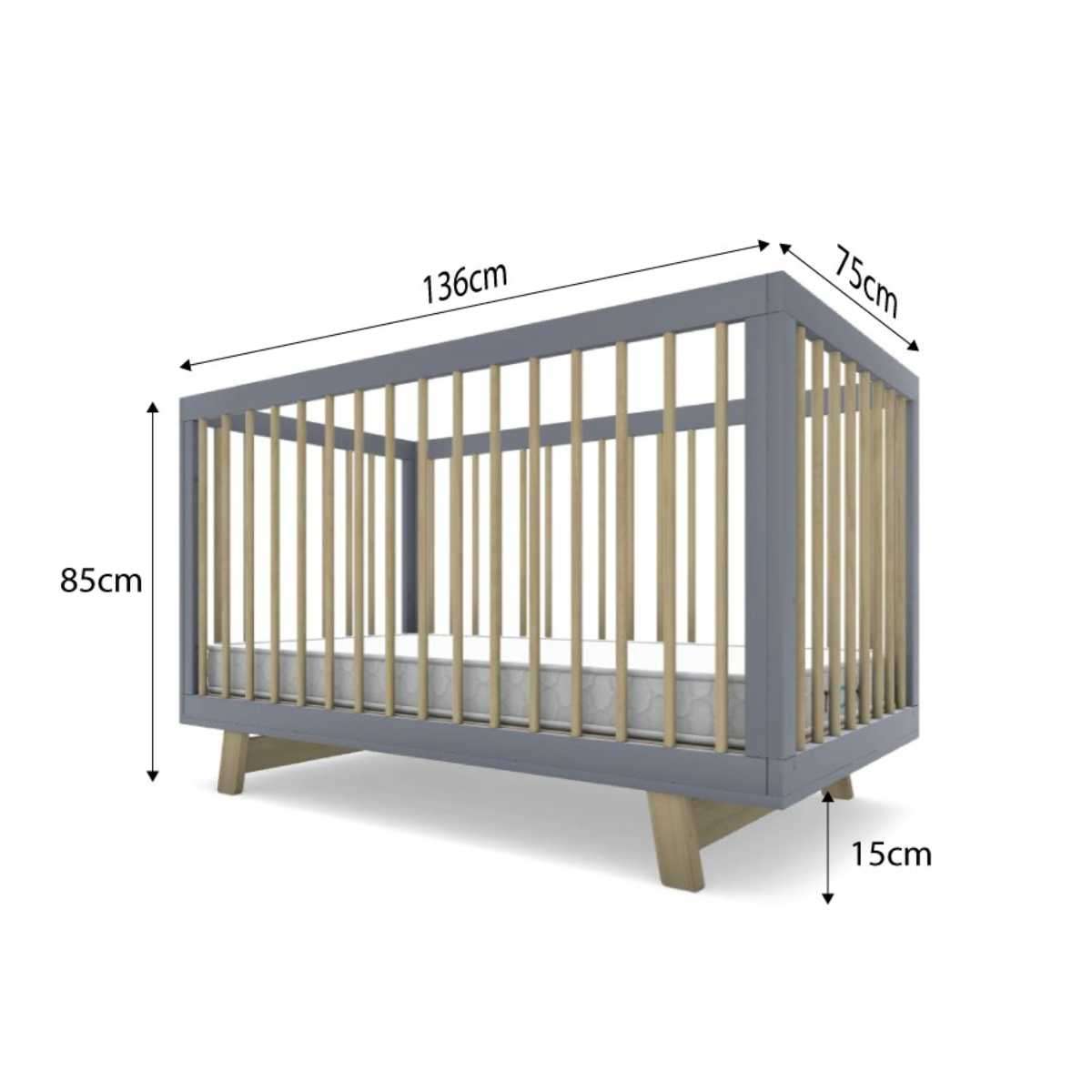 Aspen Cot - Grey/Natural