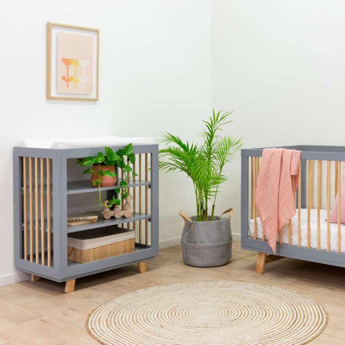 Aspen Cot - Grey/Natural