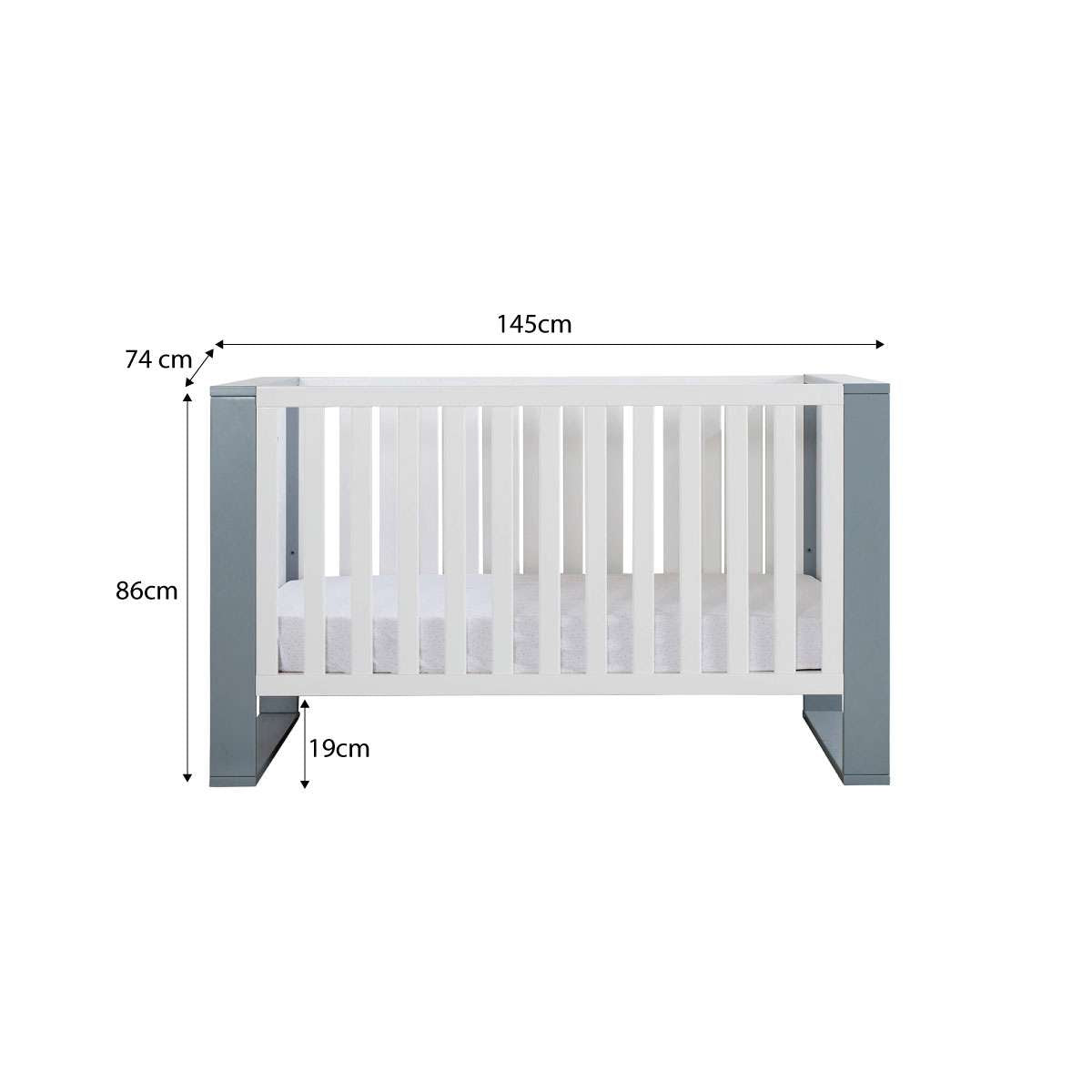 Boston Cot - White/Grey
