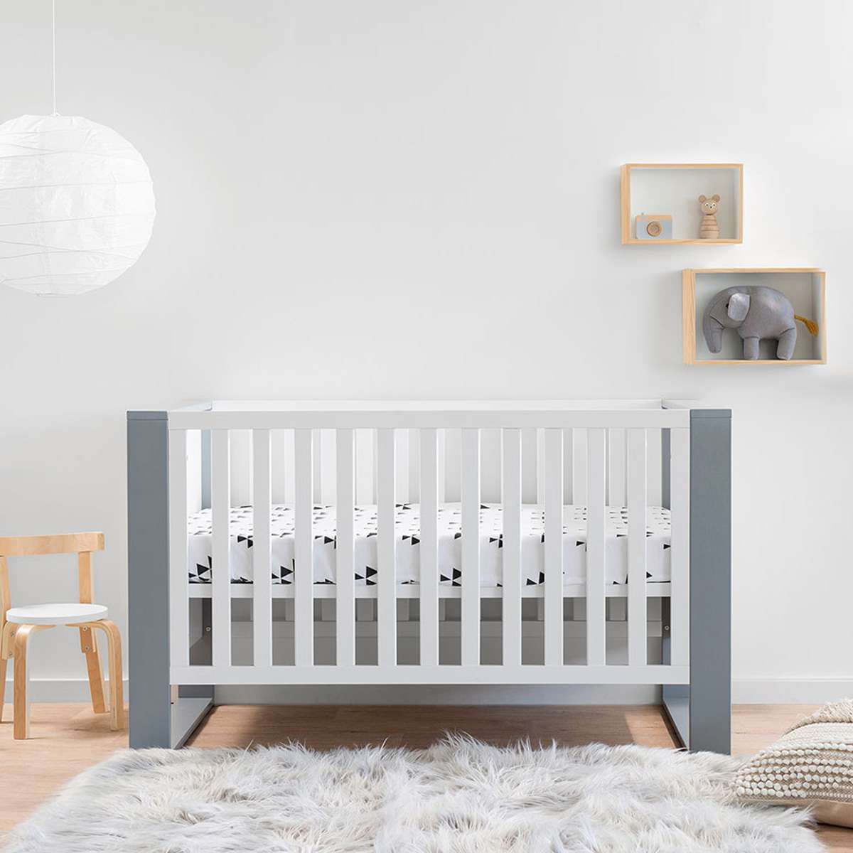 Boston Cot - White/Grey
