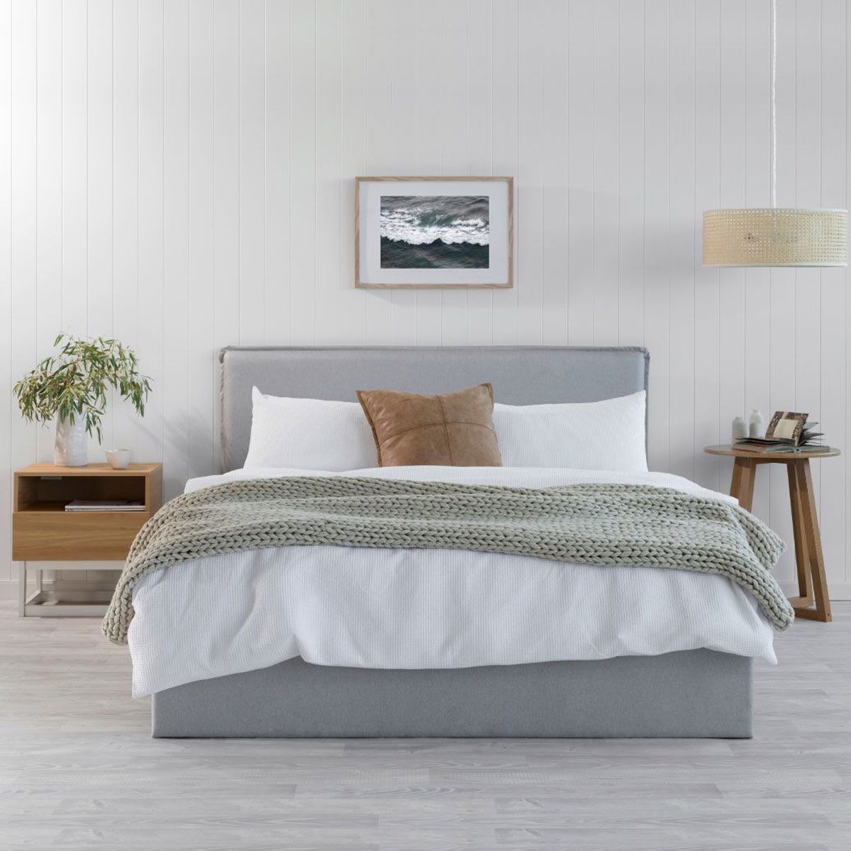 Peyton Queen Bed - Light Grey