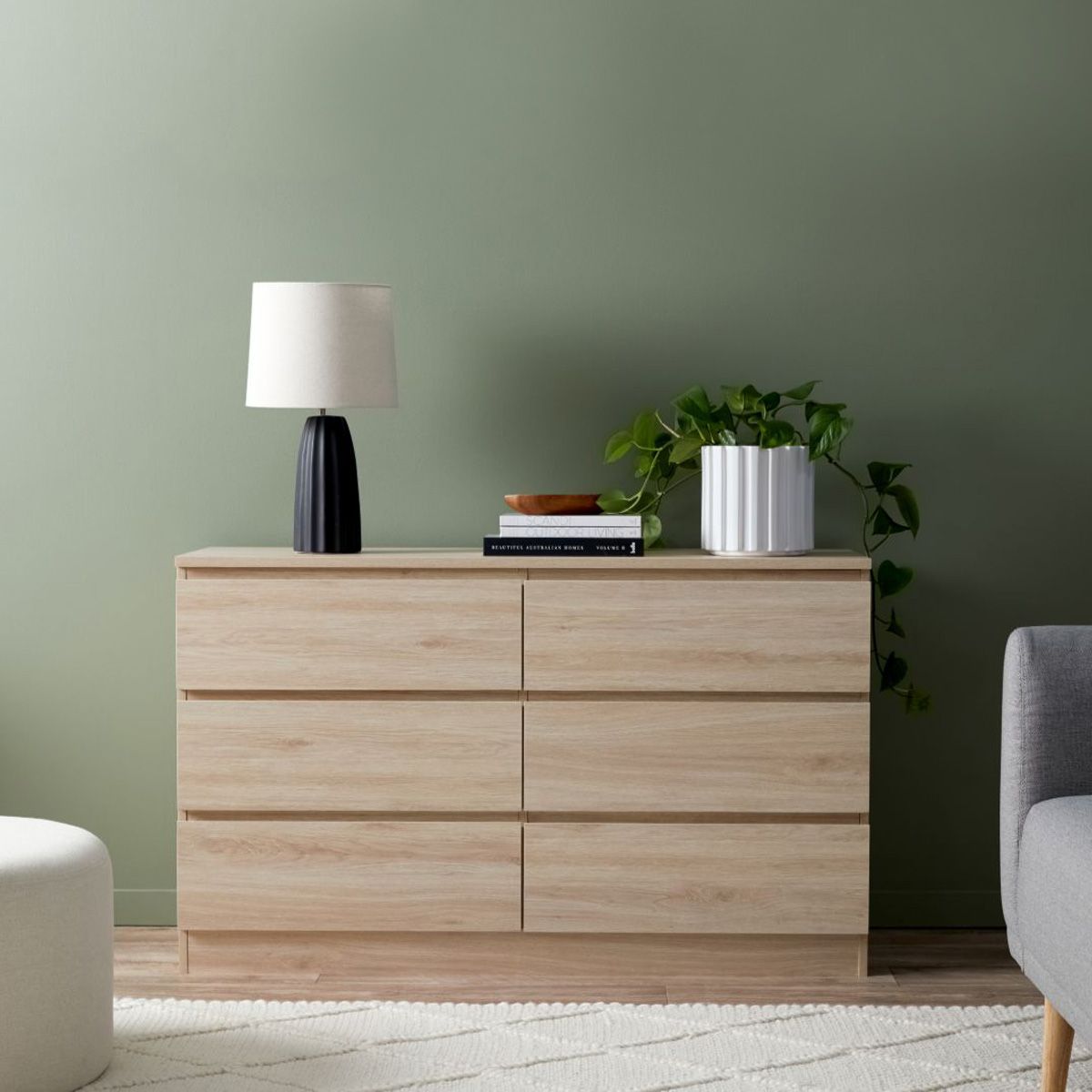 Jolt Six Drawer - Wide - Natural
