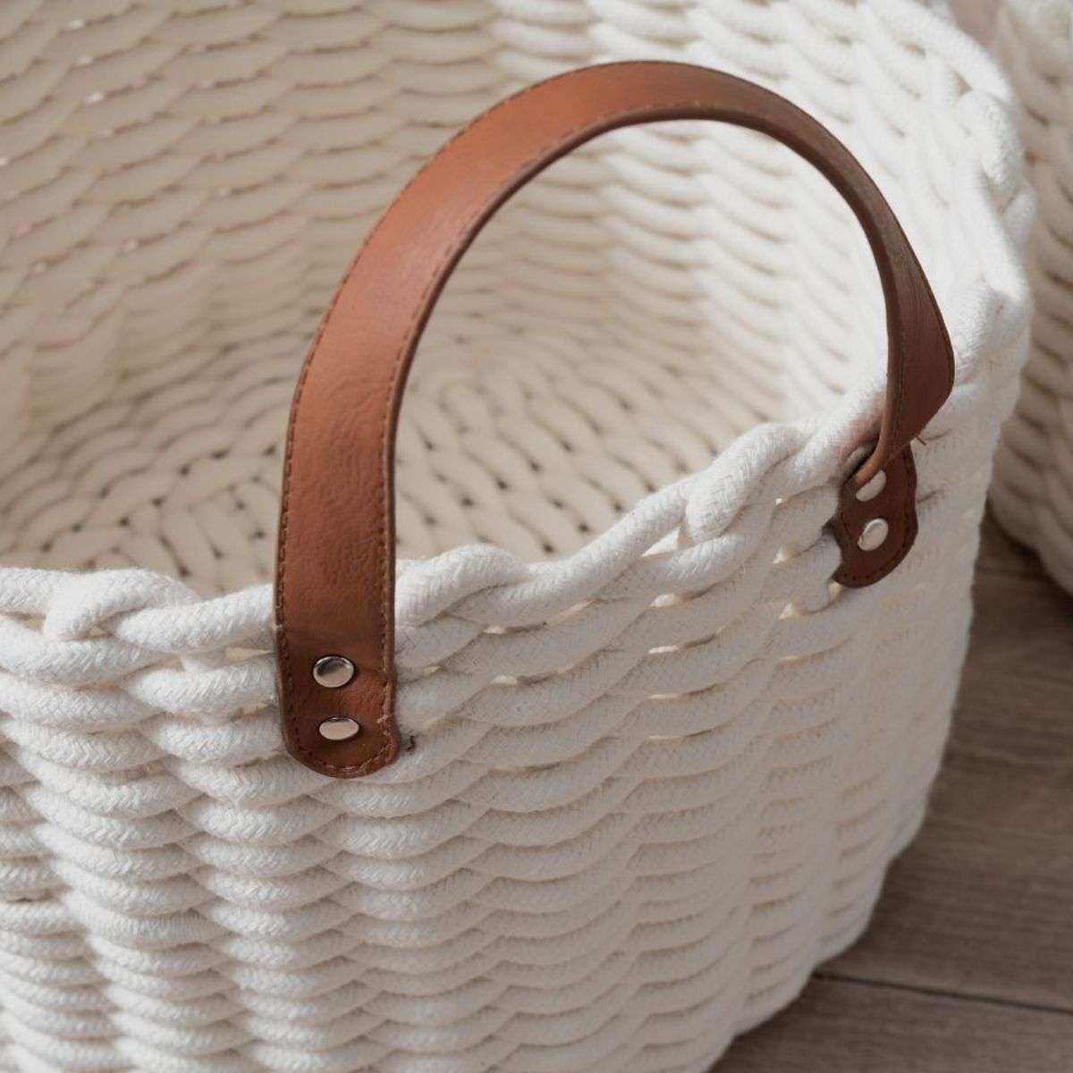 Ari Braided Basket with Handles - Set of 2 - White