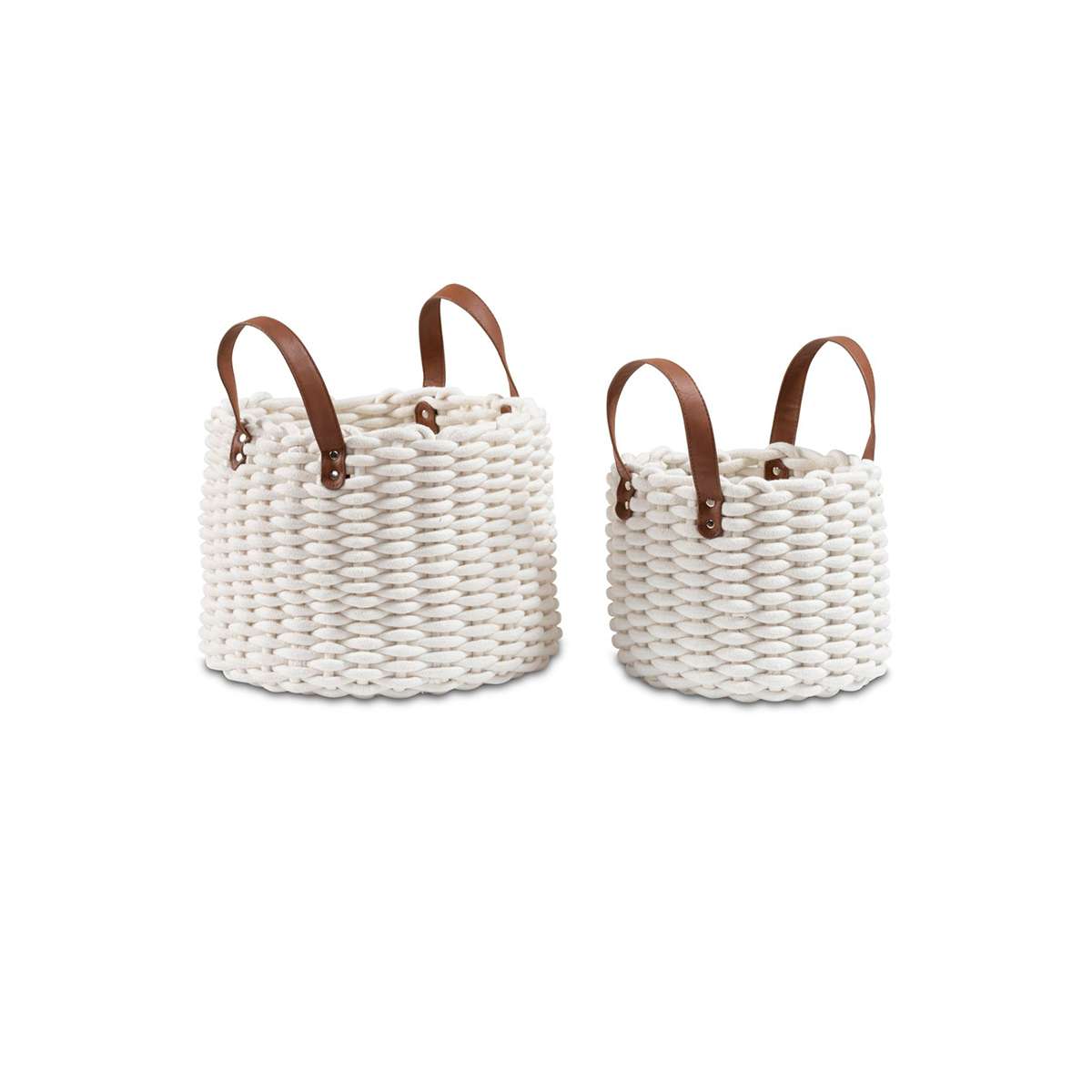 Ari Braided Basket with Handles - Set of 2 - White