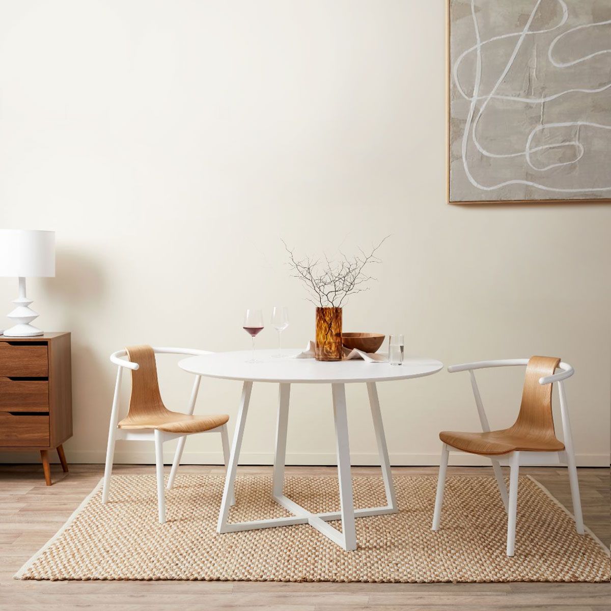 Zander 4 Seater Round Dining Table - White | Dining Furniture