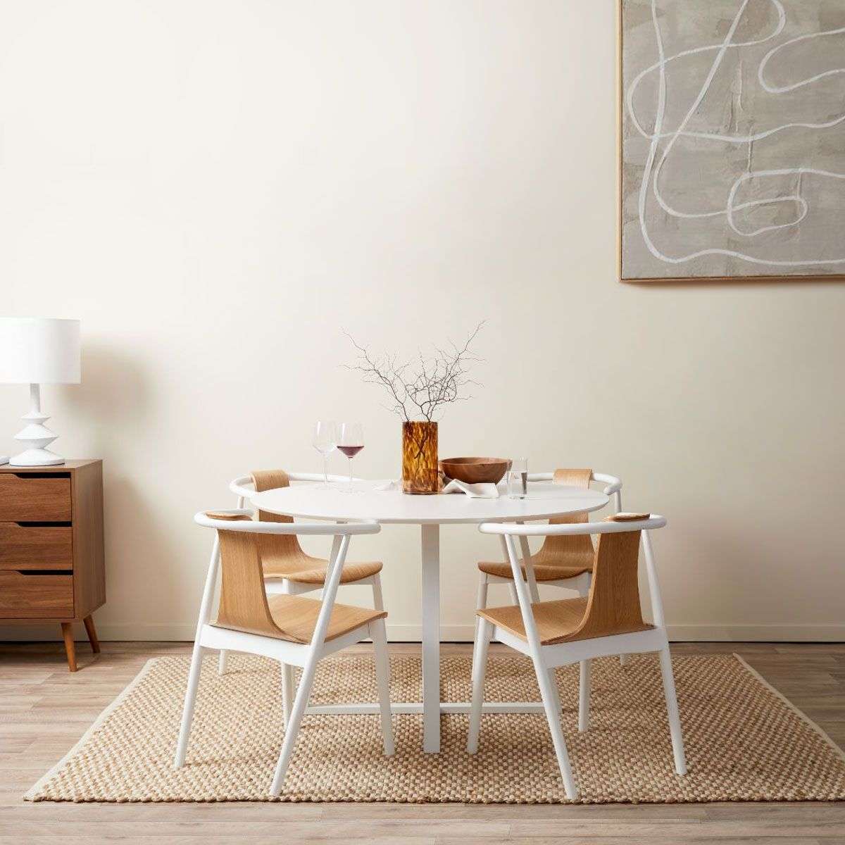 Zander 4 Seater Round Dining Table - White | Dining Furniture