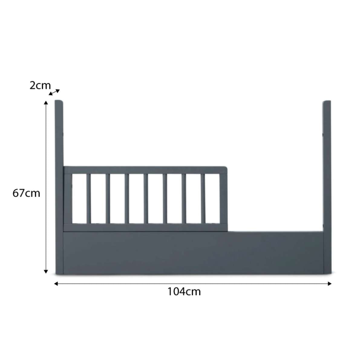 Orlando Cot Toddler Bed Half Frame - Charcoal