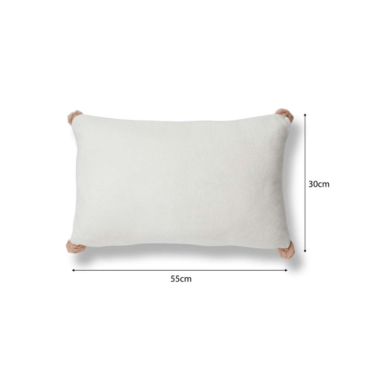 Priya Pompom Knit Cushion - Ivory/Pink