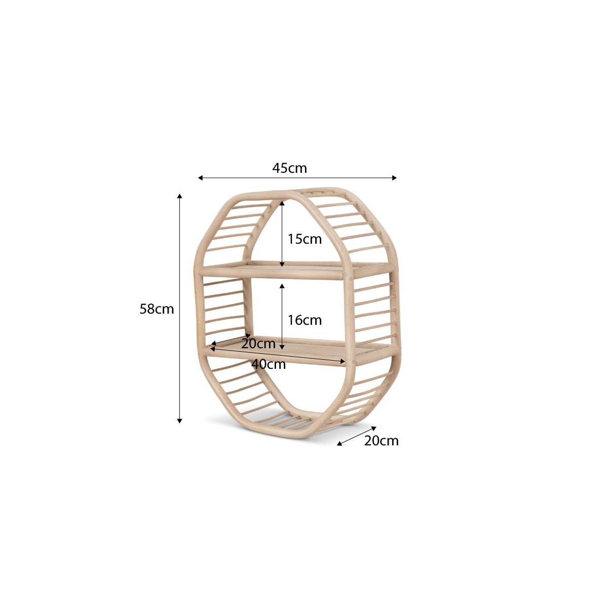Marvin Rattan Hexagonal Wall Shelf
