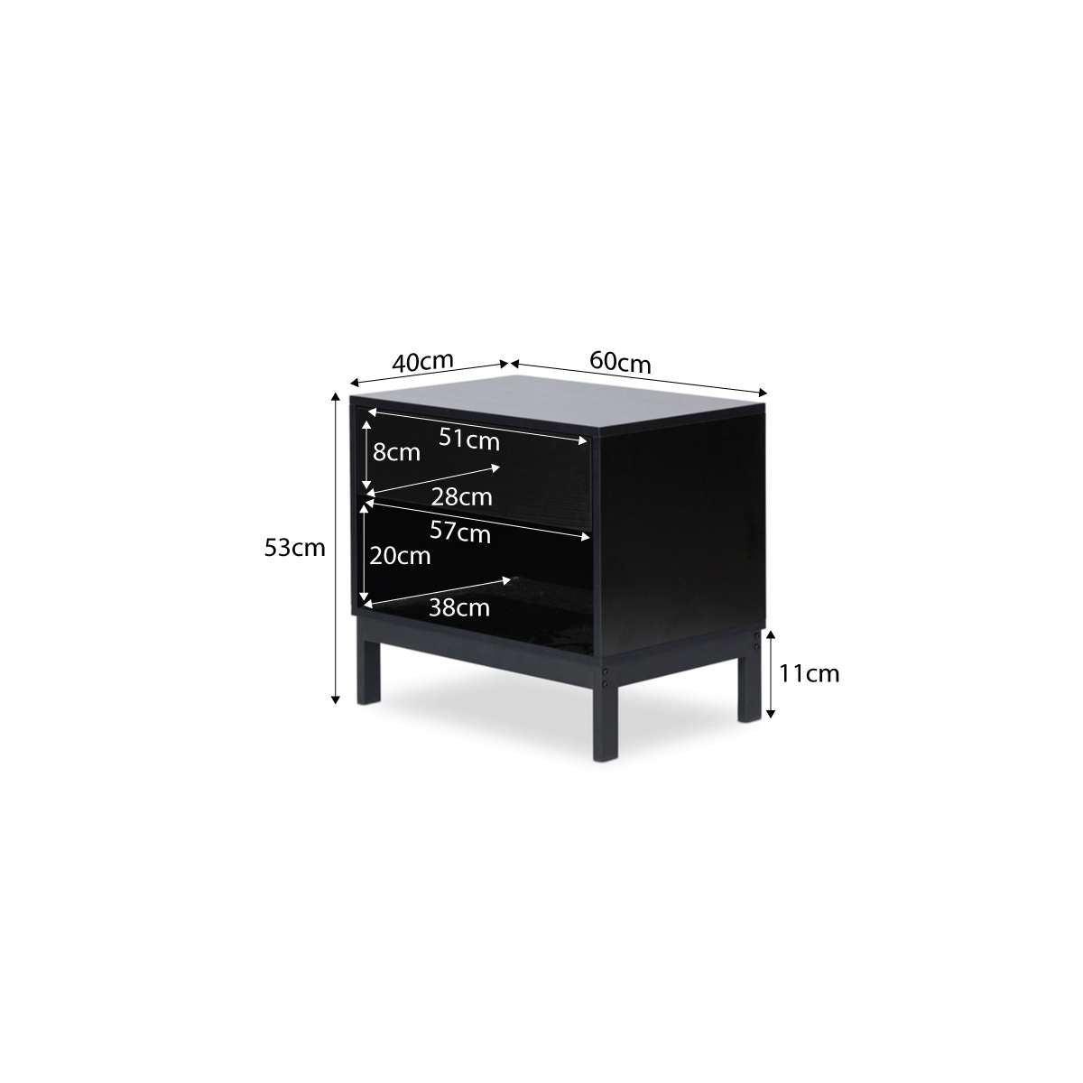 Zander Bedside Table - Black
