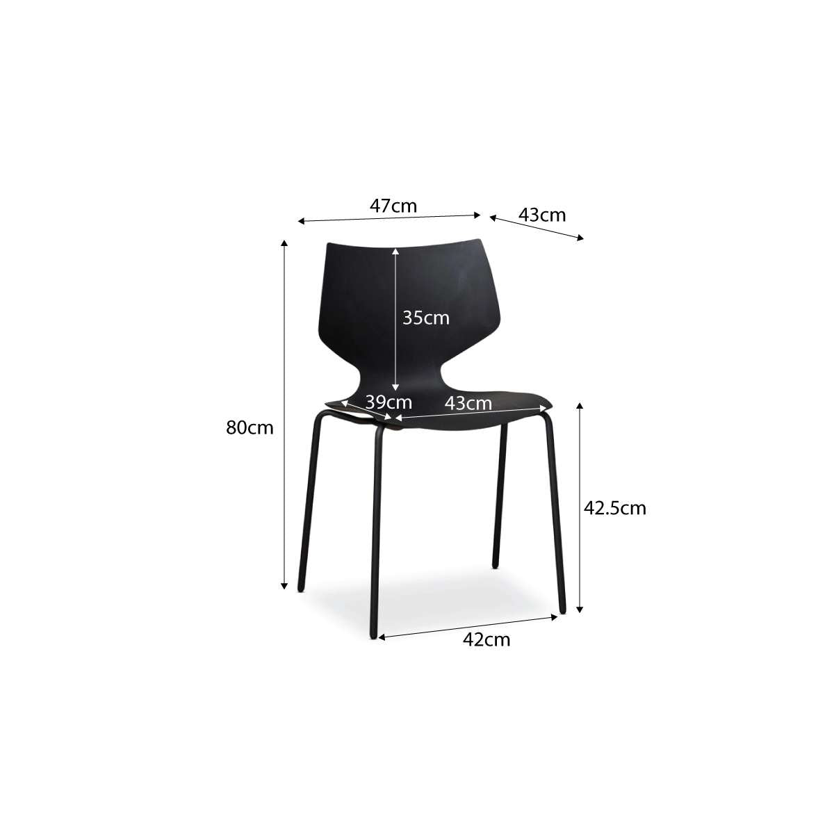 Pia Dining Chair - Black Set of Six Bundle
