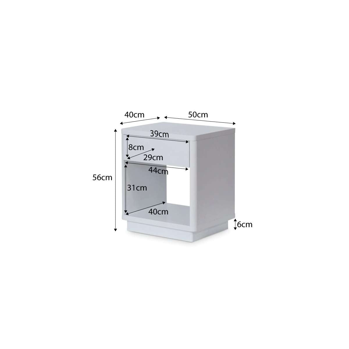 Oslo Bedside Table - White