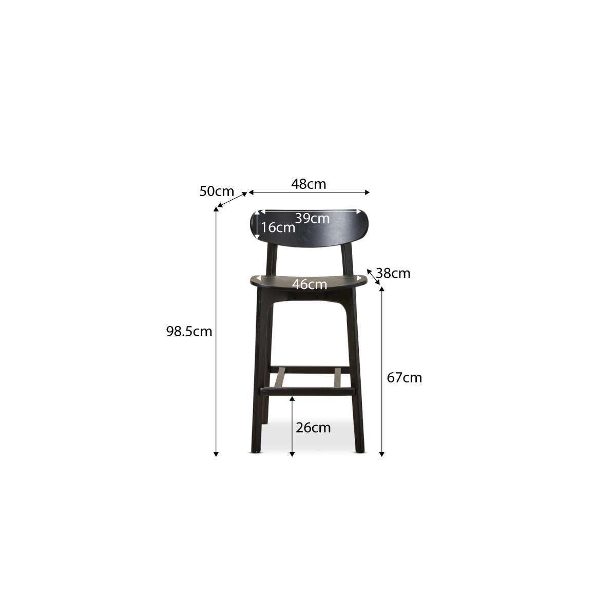 Leon Bar Stool - Black | Home Furniture | Mocka NZ