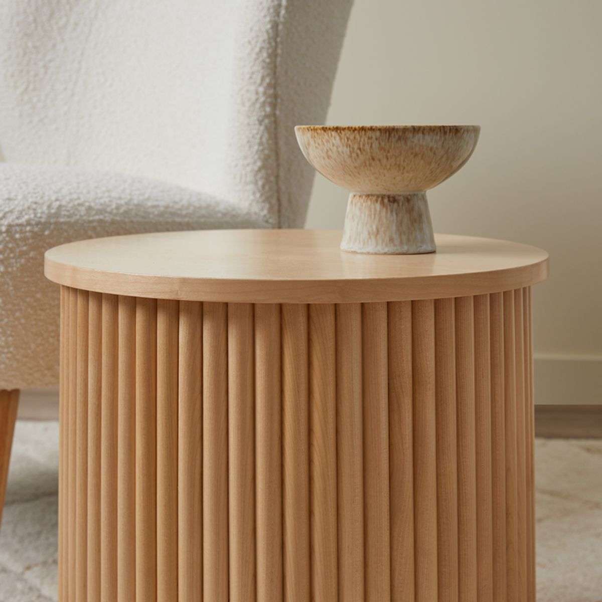 Eve Drum Side Table - Birch | Home Furniture | Mocka NZ