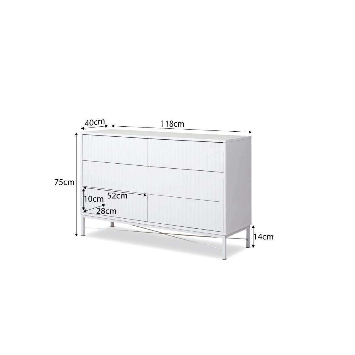 Nyla Six Drawer - White