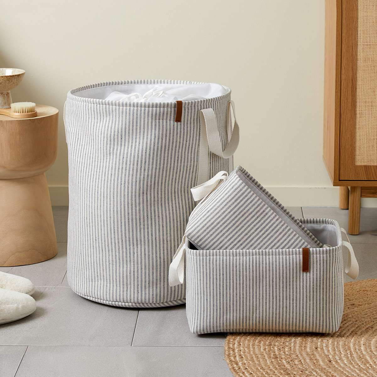 Hamptons Stripe Laundry Hamper
