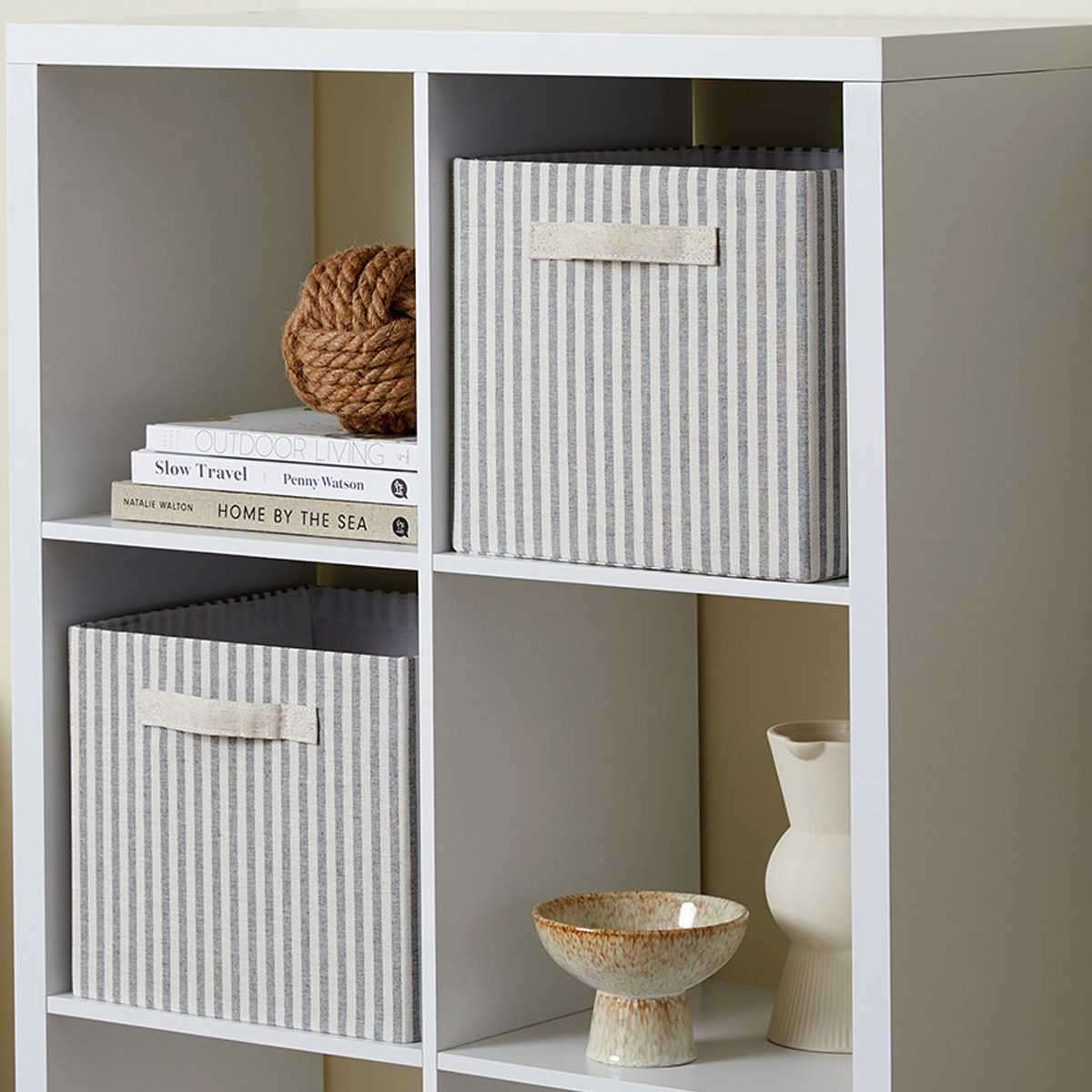 Hamptons Stripe Cube Basket