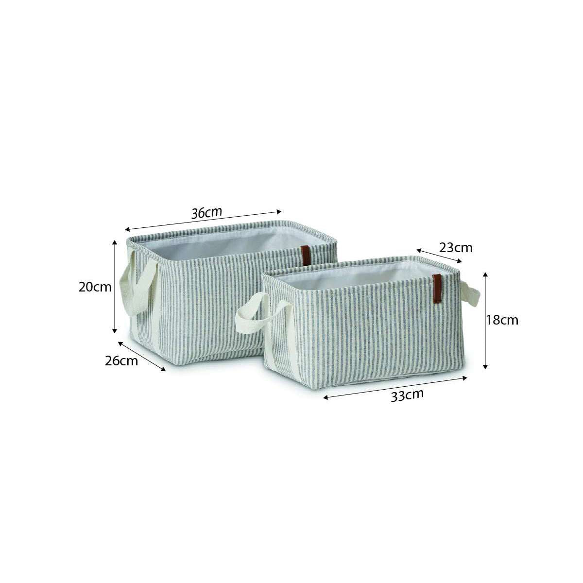 Hamptons Stripe Storage Baskets - Set of 2