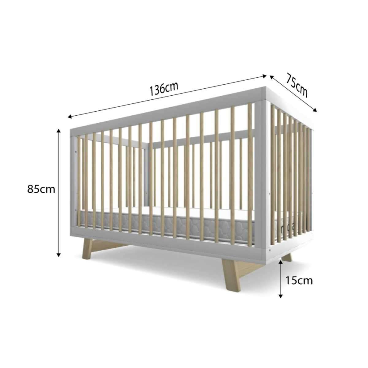 Aspen White/Natural 3-in-1 Cot Conversion Bundle
