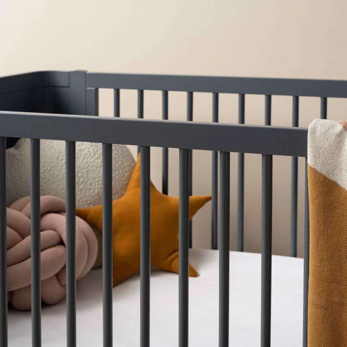 Orlando Contemporary Cot - Charcoal | Nursery Furniture